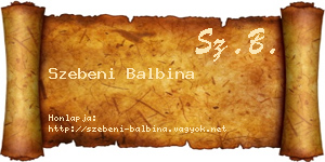 Szebeni Balbina névjegykártya